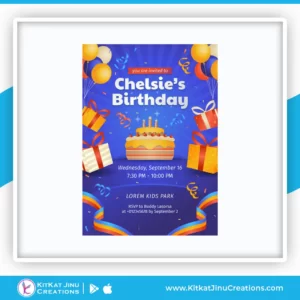 Blue Gradient Children Birthday Invitation Card