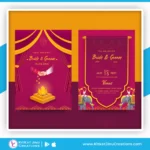 Indian Wedding Invitation Card With Agnikund Pink Orange Color