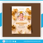 Realistic Luxury Golden Birthday Invitation Card