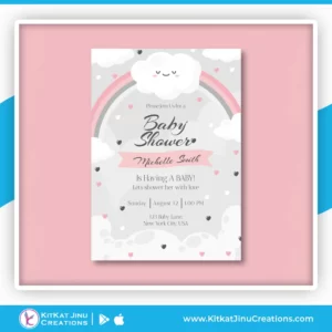 Flat Chuva De Amor Baby Shower Invitation Card
