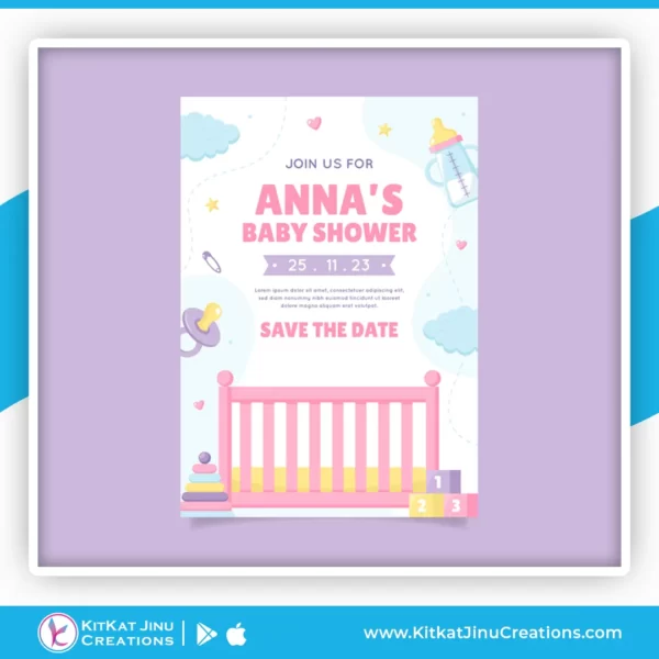 Hand Drawn Baby Shower Invitation Card