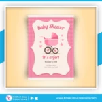 Pink Girl Baby Shower Invitation Card