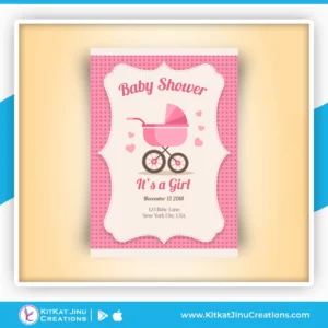 Pink Girl Baby Shower Invitation Card