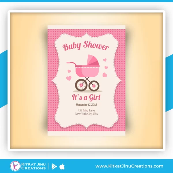 Pink Girl Baby Shower Invitation Card