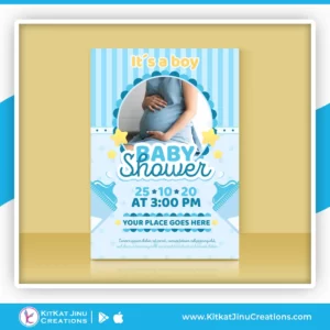 Star With Photo Baby Shower Invitation Card
