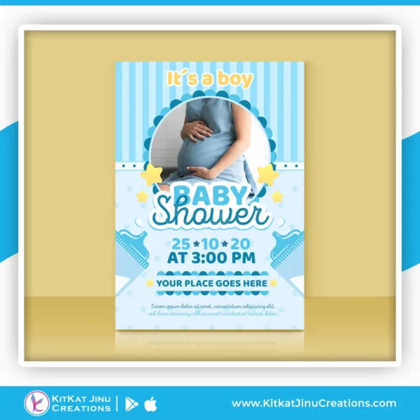 Star With Photo Baby Shower Invitation Card